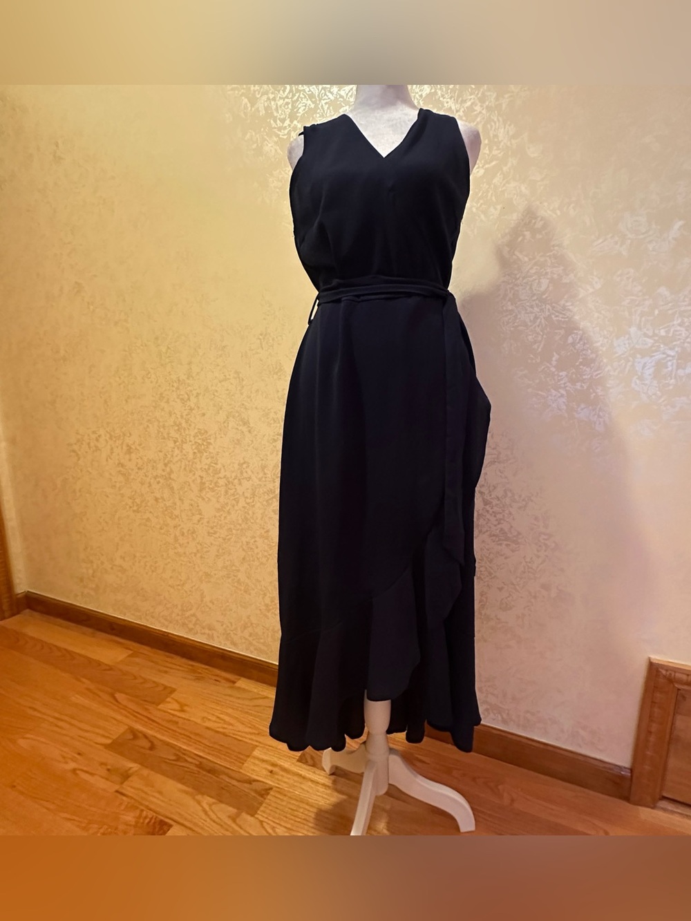 AX Paris Black Sleeveless Wrap-Style Midi Dress